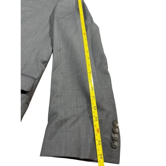 Calvin Klein Mens Gray 2-Piece Suit 46L Jacket & Pants 100% Wool Classic Fit - Picture 5 of 16